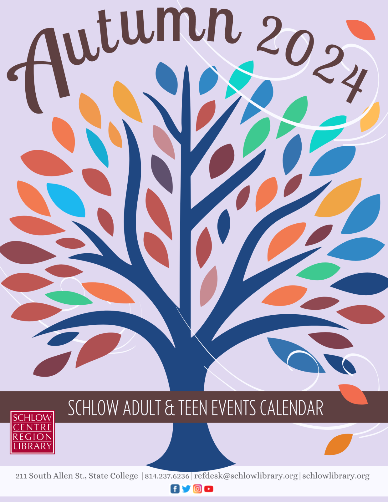 Front cover of Autumn Adult and Teen calendar with a multicolor tree