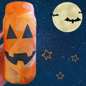 pumpkin luminary on starry background